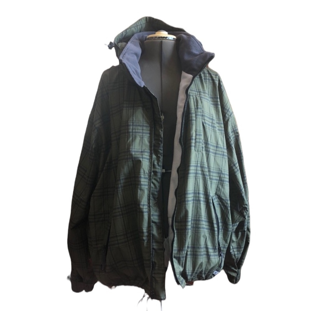 E408 Turbine Boardwear Snow Jacket Insulated Plaid Army Green Black Size XL
